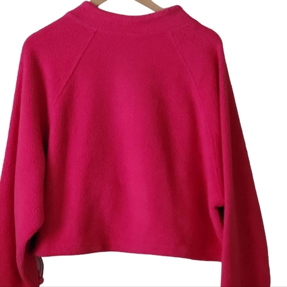 BP. Cropped Fleece Half Zip Pullover Faux Fur Hot Pink NWOT - Picture 4 of 9